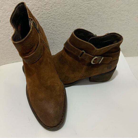 Born ankle boots brown leather side zip accent buckle 9.5 - Picture 14 of 16